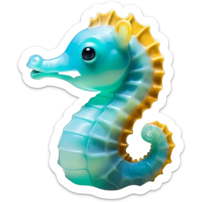 Cinematic Cute Yawning Sea Horse Portrait Emoji, Head tilted slightly with a dramatic, wide-open yawn, showcasing a petite, elegantly curved seahorse with a softly drooping tail and sleepy, half-closed eyes, Simplified yet irresistibly adorable features, highly detailed, glowing with a soft, cozy aquatic glow, high shine, relaxed yet expressive, stylized with a dash of whimsical marine charm, soft glowing outline, capturing the essence of a drowsy yet affectionate seahorse that appears ready to stretch out for a nap! sticker