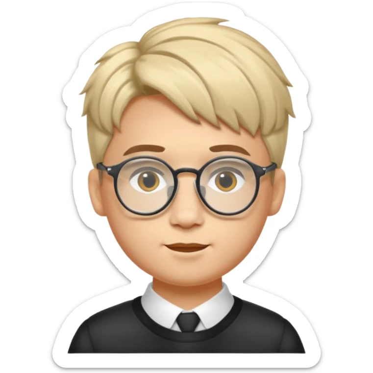 Erstelle mir eine Emoji von einem Jungen. Herkunft: Südamerika, Jung und Gutaussehend, mit durchsichtiger Brille und anderer Frisur  sticker