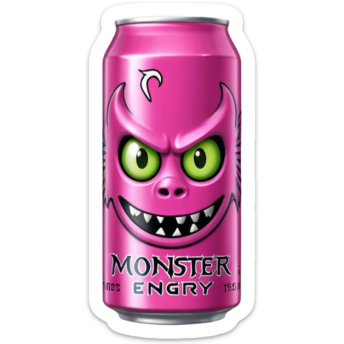 Pink monster energy drink with the logo of original monster company energy drink do not add the face in it just normal monster can  sticker