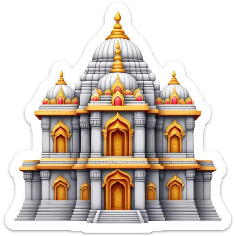 Cinematic Realistic Tirupati Balaji Temple Landmark Emoji, depicted with intricate carvings and spiritual aura rendered with lifelike detail and radiant, divine lighting. sticker