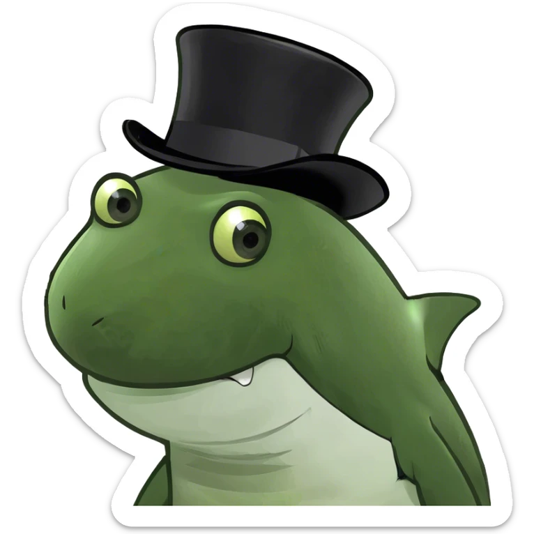 Shark with a top hat sticker