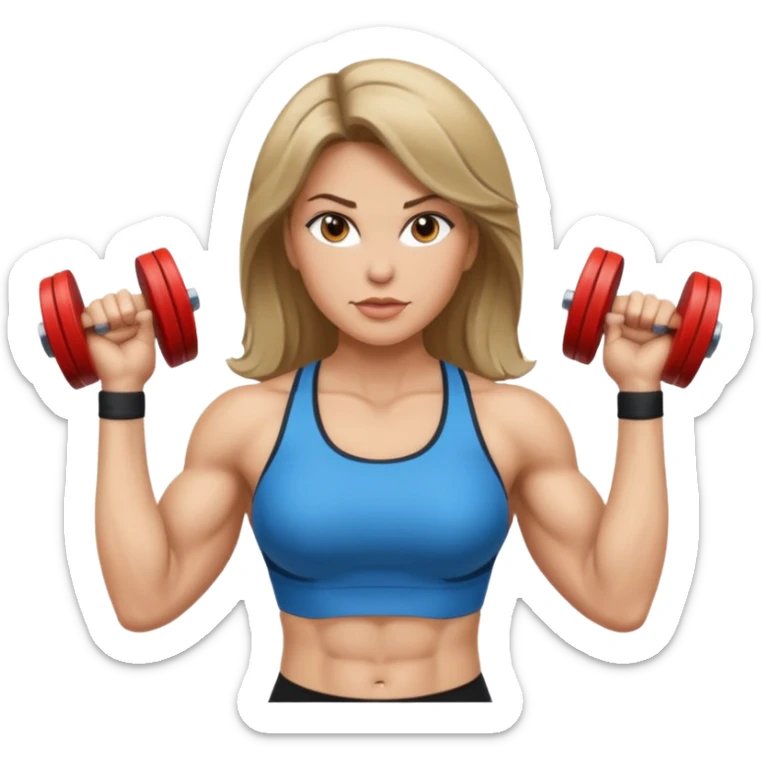 powerful woman fitness dark blonde hair white skin sticker