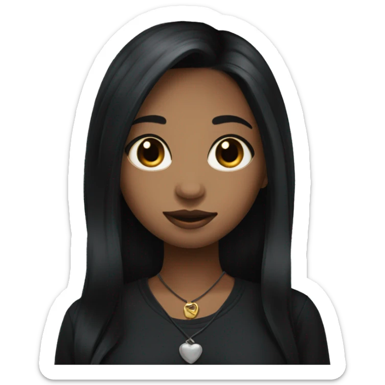 A long black hair girl with a black hoop nose piercing that is wearing a black longsleeved bluse sticker