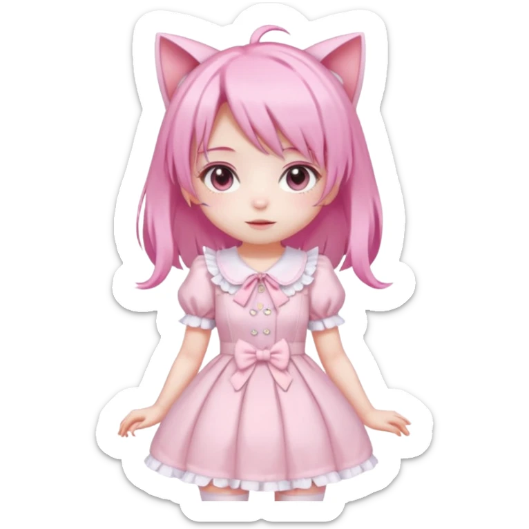 
Shiny Blushing Cute Kawaii Pastel Lolita Anime Catgirl pink hair Trending Style Cottagecore Pastelcore  sticker