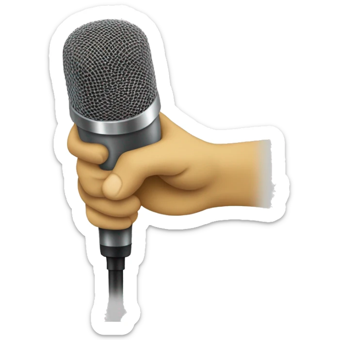 I have a emoji of a hand facing downward dropping a mic. Make the one of a yelow hand holding the microphone side view sticker