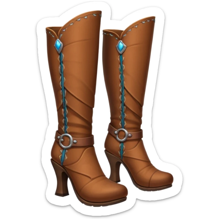 medievil boots, simple fantasy adveture boots, female, no laces, high heels sticker