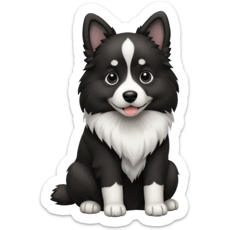 A dog with black and white colors in a sitting position big dog sticker