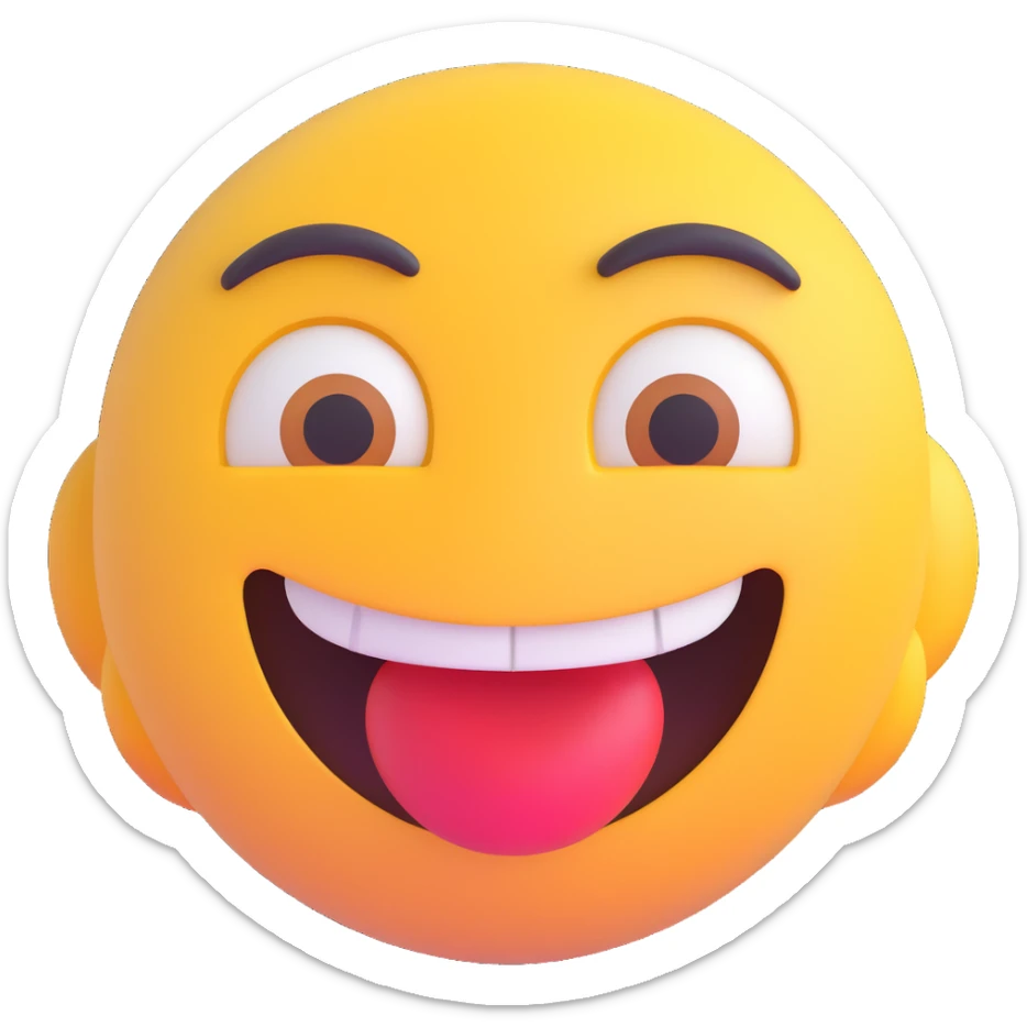 emoji face with a smirking mouth and large, pleading, begging emoji eyes sticker