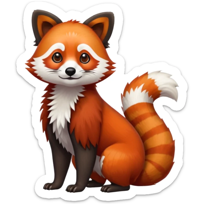 Realistic 4-legged quadrupedal Red-Panda-Lemur-Raccoon-Dog-Red-Fox-animal-fusion-hybrid, Full body sticker