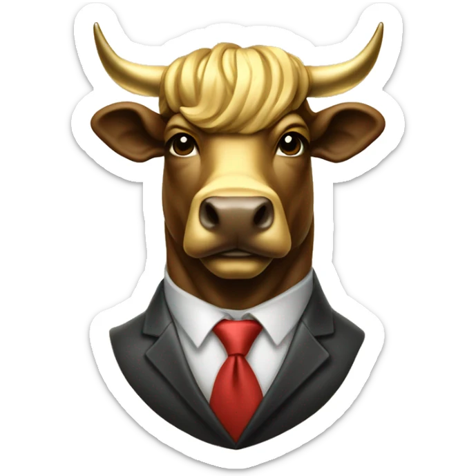 golden wall street bull portrait mascot telegram sticker