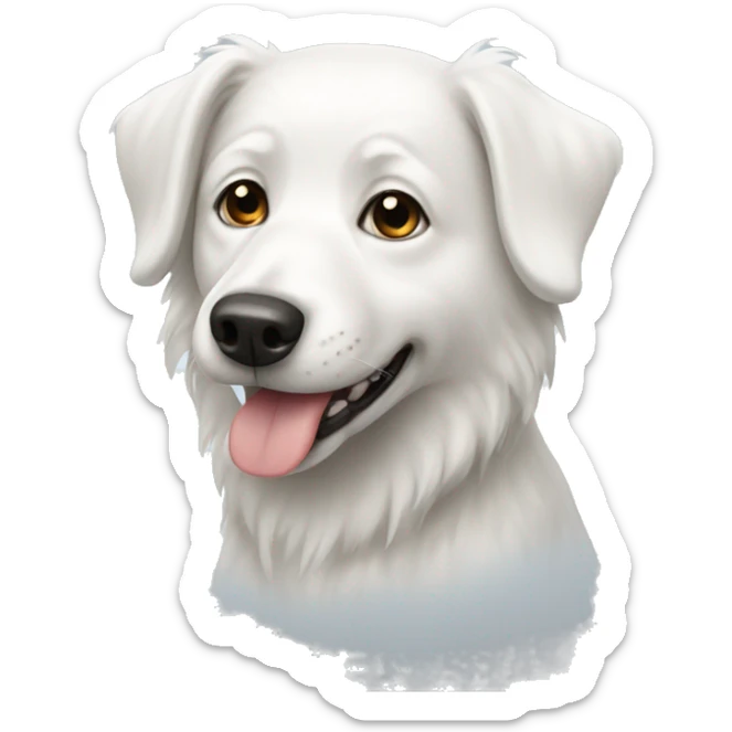 White dog sticker