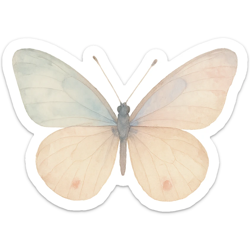 a realistic butterfly, watercolor art style with lifelike colors, detailed wings, natural background sticker