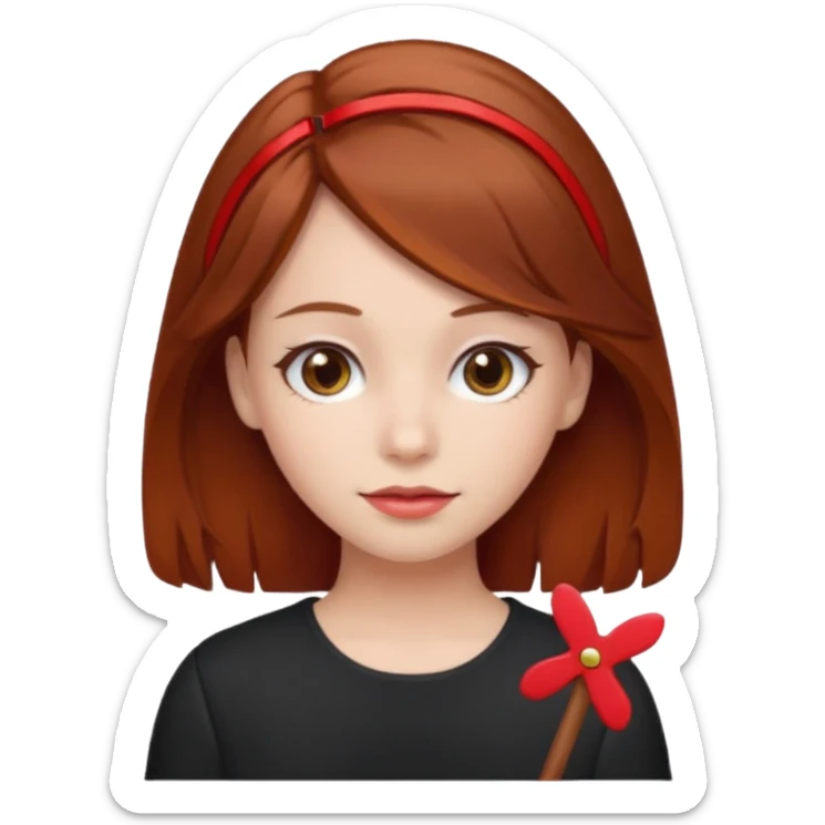  girl with brown hair and red color hairclip sticker