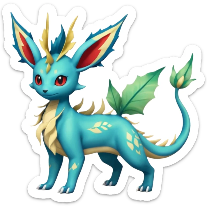 Salandit-Leafeon-Vaporeon-Salamence-hybrid-fusion (full body) sticker
