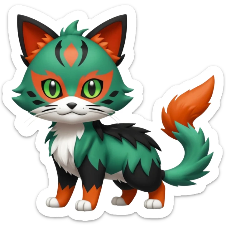Sprigatito-Litten-Meowscarada-Pokémon-Fakémon-animal-fusion (full body) sticker