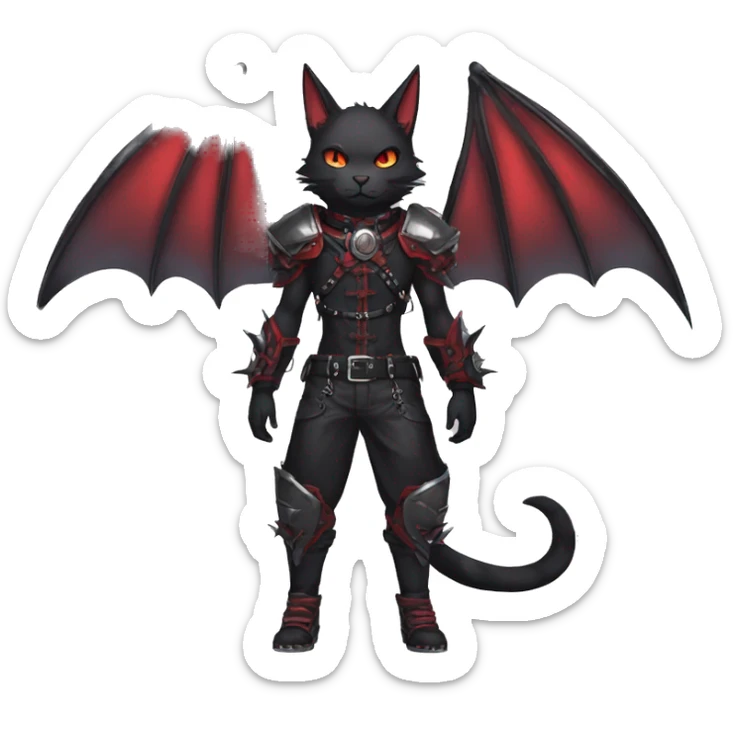 cool edgy black punk red ethereal fantasy nargacuga-bat-cat-Fakemon collar harness full body sticker