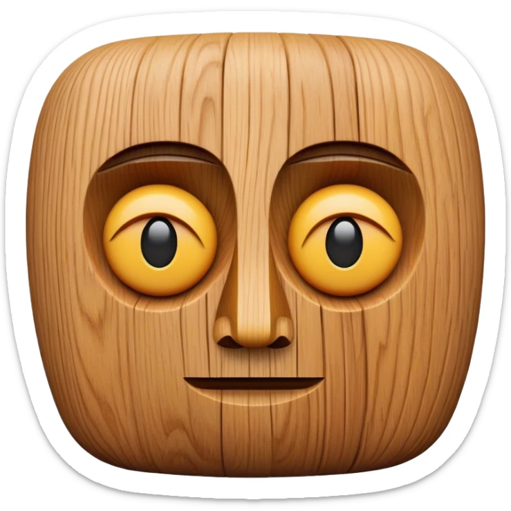 Wood sculpture, carved wooden figure, natural wood texture, minimalistic style, clean lines, no extra details, on a white background. sticker