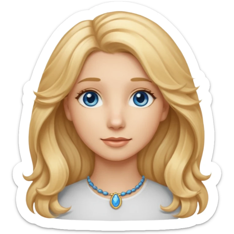 Long, straight, blonde hair, blue eyed woman.   Wavy, blonde goldendoodle sticker