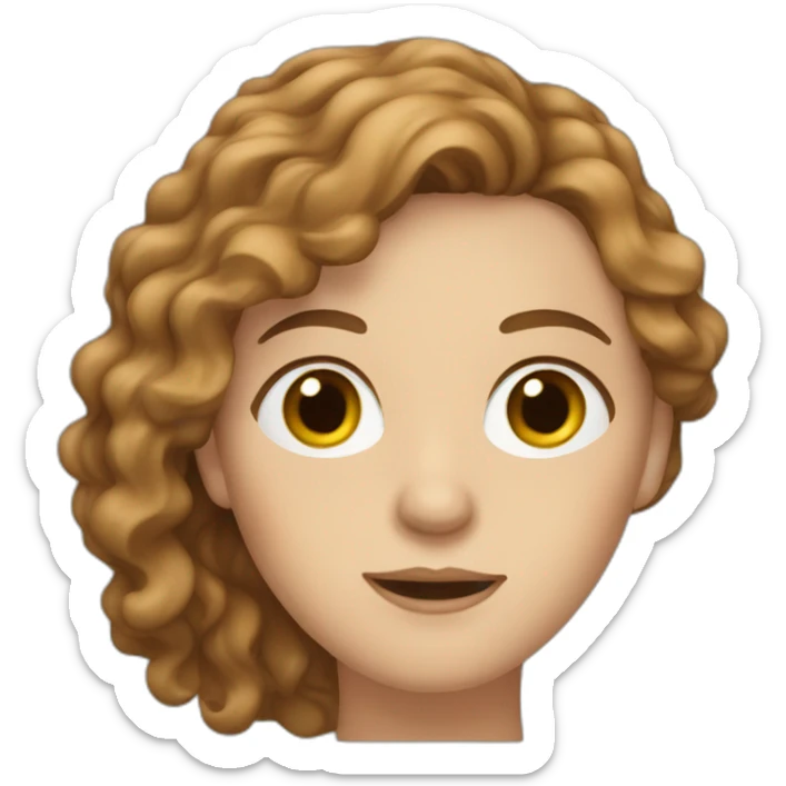 A white woman with brown wavy hair, a strand of hair covering the left eye. sticker