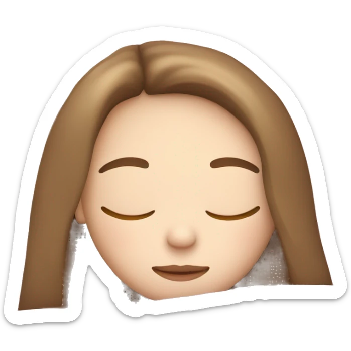 Light brunette straight hair, pale skin, blue eyed girl sleeping with pink pillows  sticker