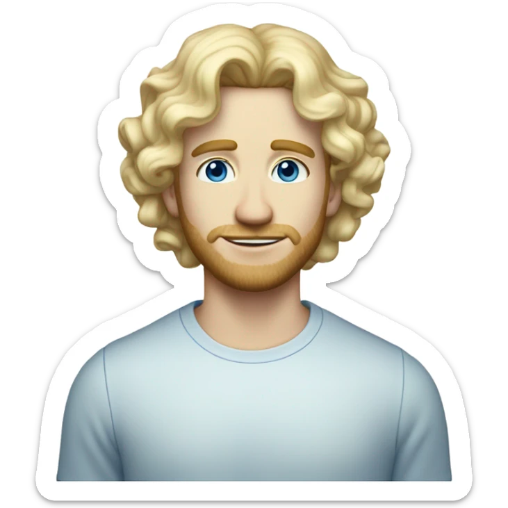 full body light curl blonde 30yo man blue eyed pale skin sticker