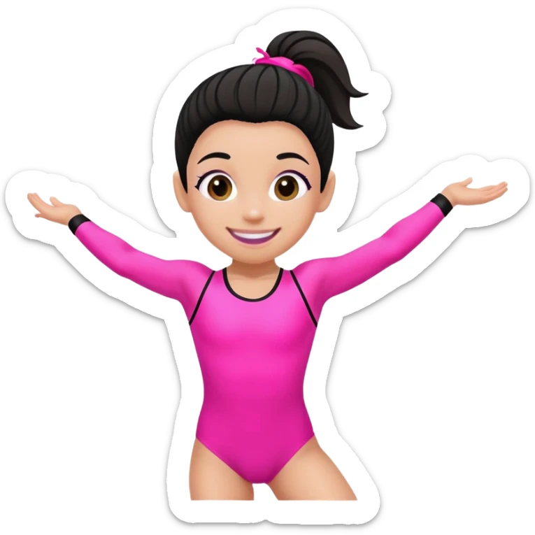 "A gymnast in neon pink and black outfit with a smile and a look of surprise (normal skin) sticker