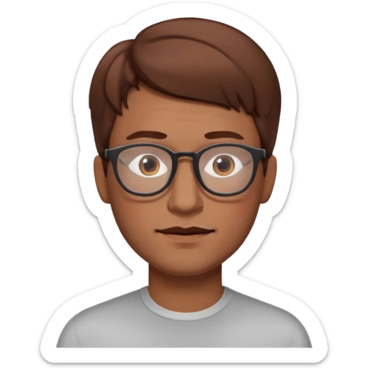 slightly elongated face of a man with red glasses and a big set of brown hair, variation 2 sticker
