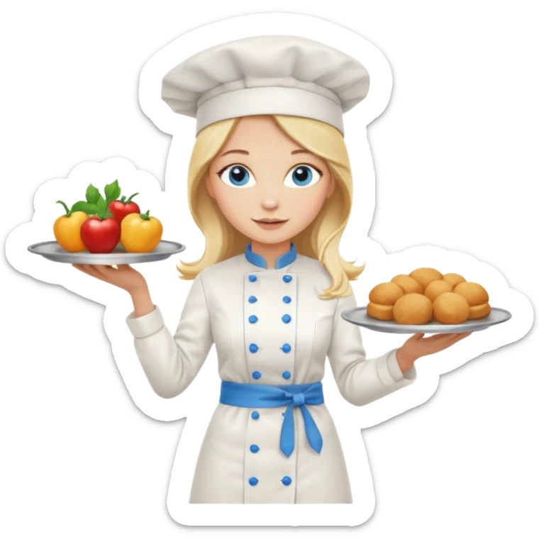 Full body 
Sexy Long Blonde hair blue eyed female chef sticker