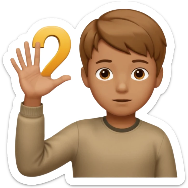 A boy shrugging with the number 6 over one hand and the number 7 over the other  sticker