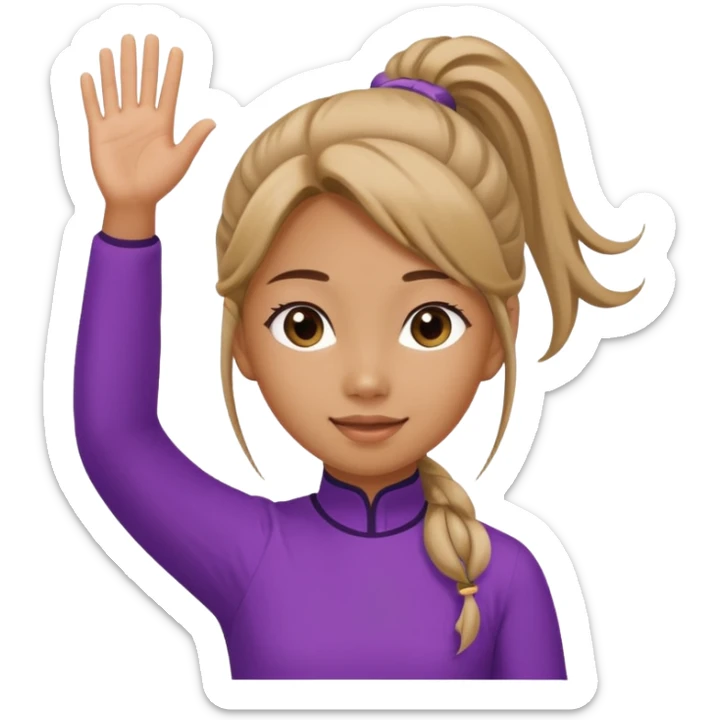 Mini poodle with Asia ponytail hair girl say goodbye sticker