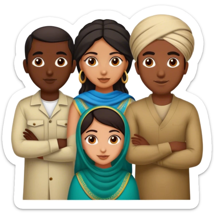 5 bestfriends: 2 North African men, 1 Iranian girl, 1 Indian girl, 1 black man sticker
