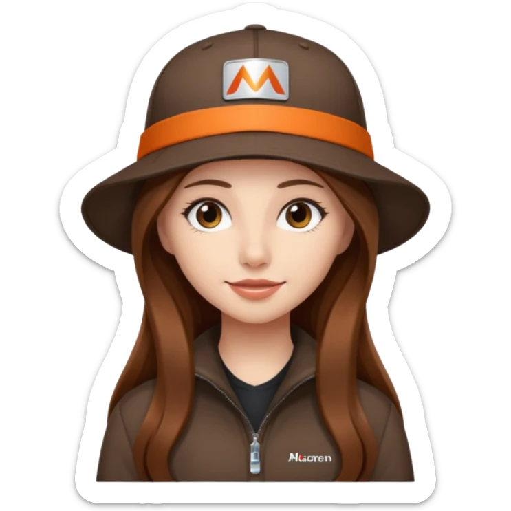 dziewczyna w długich brązowych włosach z czapką mclarena f1 sticker