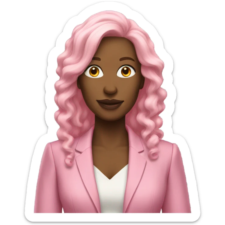 secretary-like white women with loose long pink hair in pink suit sticker