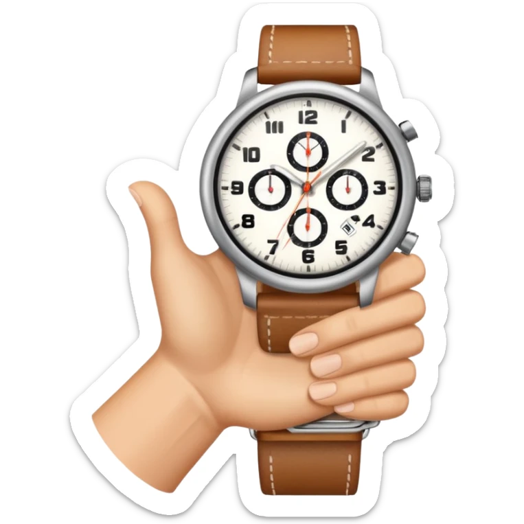 Just the finger like in the 4 picture but the watch on top of the sleeve, literally this emoji (👈) but with a Watch and a sleeve sticker