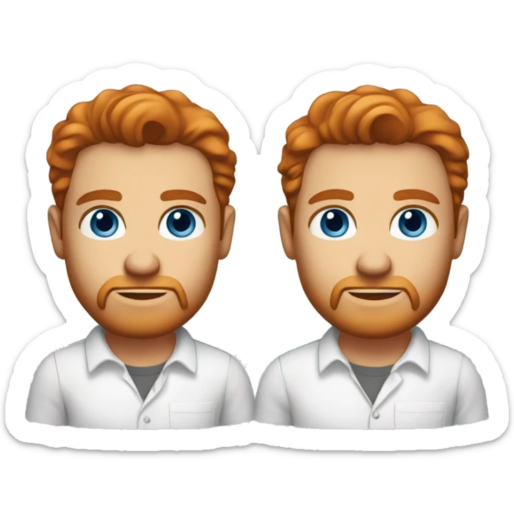 Portrait of an adult guy with red hair, serious face, light skin, brown stubble, blue eyes, wearing a white office shirt. sticker