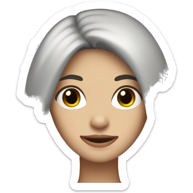 White woman with long black hair and black and brown eyes. sticker