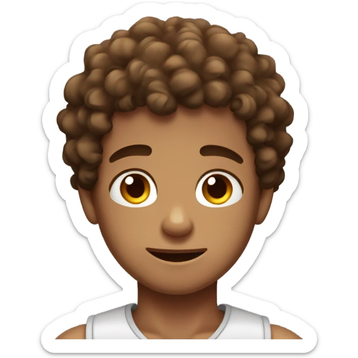 Curly haired boy with freckles and muscles and dreamy eyes eyes and hair are brown  sticker