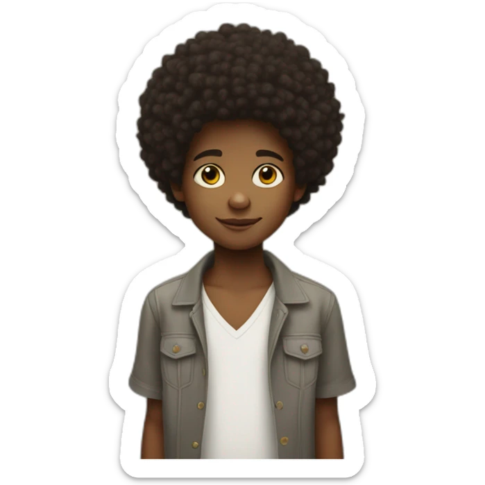 ethiopian kid with afro hair style not big hair, not much of average black kid but fairly white sticker