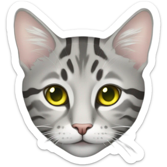 light gray tabby cat with white stripes domestic short hair with yellow green blue eyes and black pupil sleeping sticker