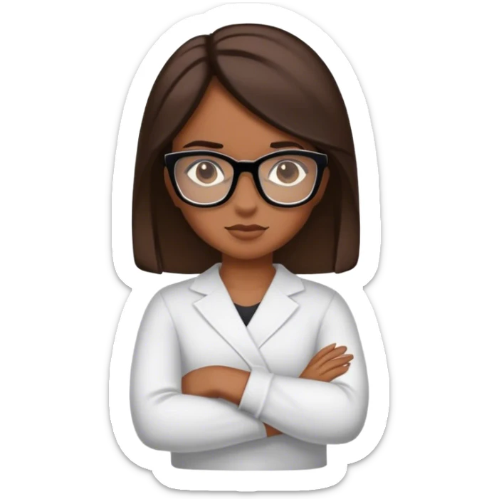 Girl with black glasses brown hair and crossing arms sticker