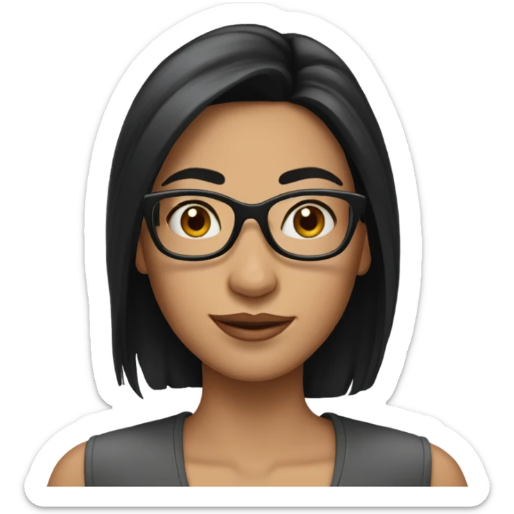 Create Disney woman emoji of woman with long straight black hair and glasses with fair skin sticker