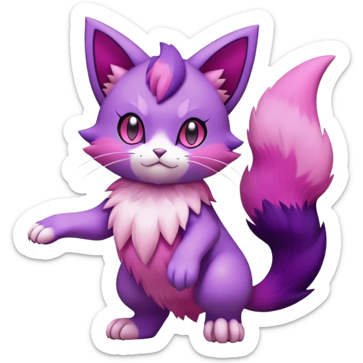 Liepard-Skitty-Delcatty-Pokémon-Fakémon-hybrid-creature (full body) sticker