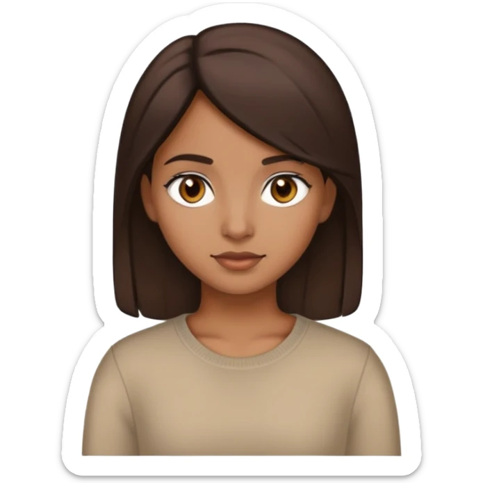 A brown girl, with medium dark brown hair, and dark brown eyes sticker