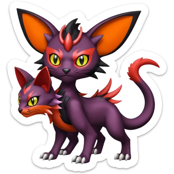 Dark exgy Liepard-Noivern-Litten-Sprigatito-Pokémon-fusion-creature (full body) sticker