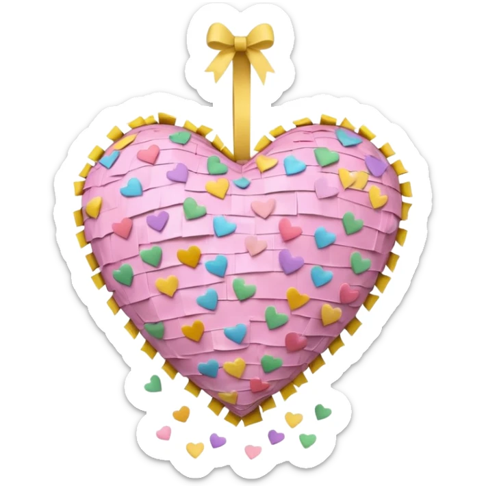 The heart is a pinata with confetti in soft pink, beige and yellow pastel light sticker