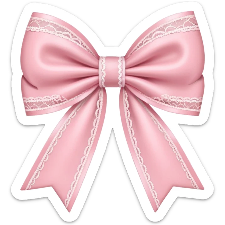 coquette style pink bow, soft and romantic, pastel pink, lace details, emoji size, no text sticker
