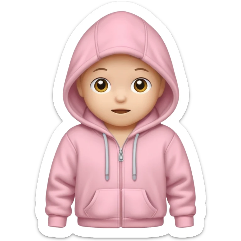 baby pink colour hoodie with hood emoji sticker