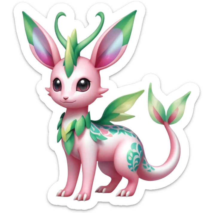 Shiny Exotic Cute Adorable Majestic Ethereal Sparkly Flygon-Sylveon-Leafeon-Shaymin-Hybrid-Creature with pattern-markings sticker