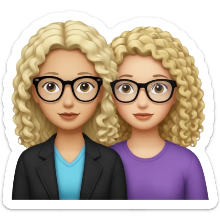 Hey can u make emoji Mother and daughter? Make the bother tan and blond and make the daughter 15 years old and pale w curly long black hair and black glasses sticker