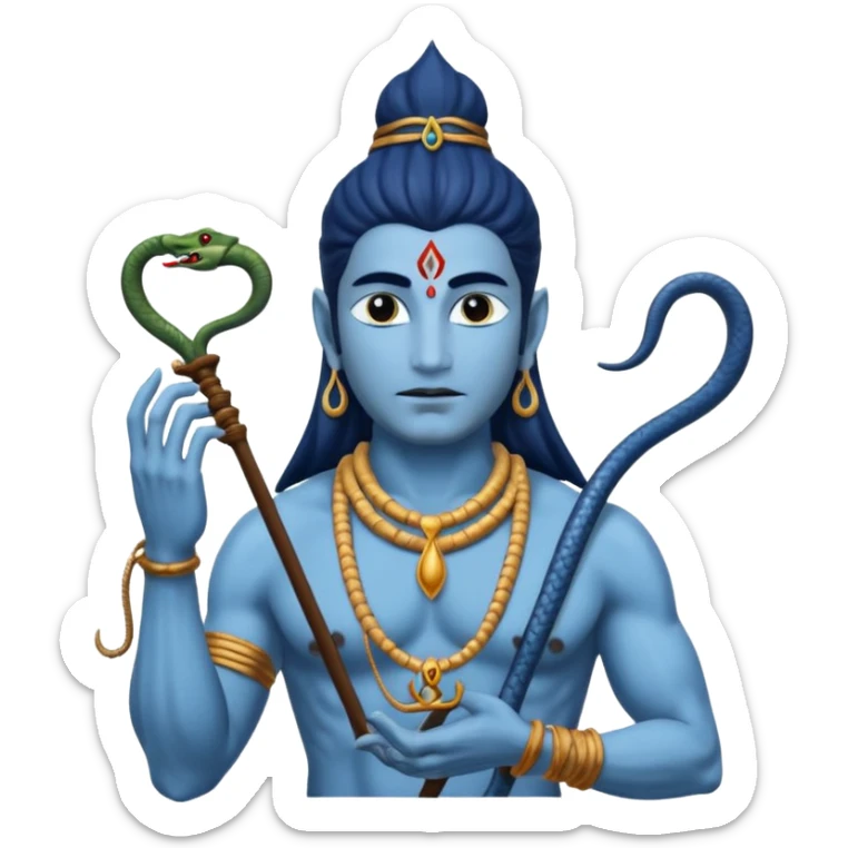 Mahadev real god  shiv not like cartoon  blue body and trishul and and had damru and nack around sanke  sticker